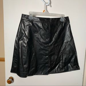 Faux Leather Skirt with Buttons - Large